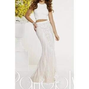 NEW PANOPLY women's beautiful sequin starburst dress in ivory nude